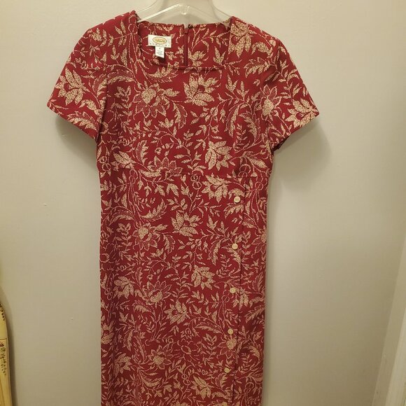Women's Talbots Dress. Size 8P, Rust color, Leaves design, back zip, Ex Cond! - Picture 1 of 5